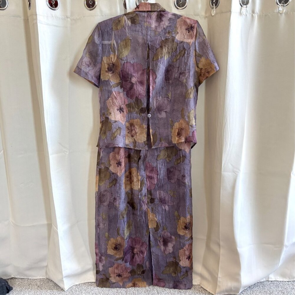 Vtg Miss Dorby Dress Size 10 2 Piece Set Floral Fairy Sheer Crinkle Boho 19179x - Picture 2 of 15